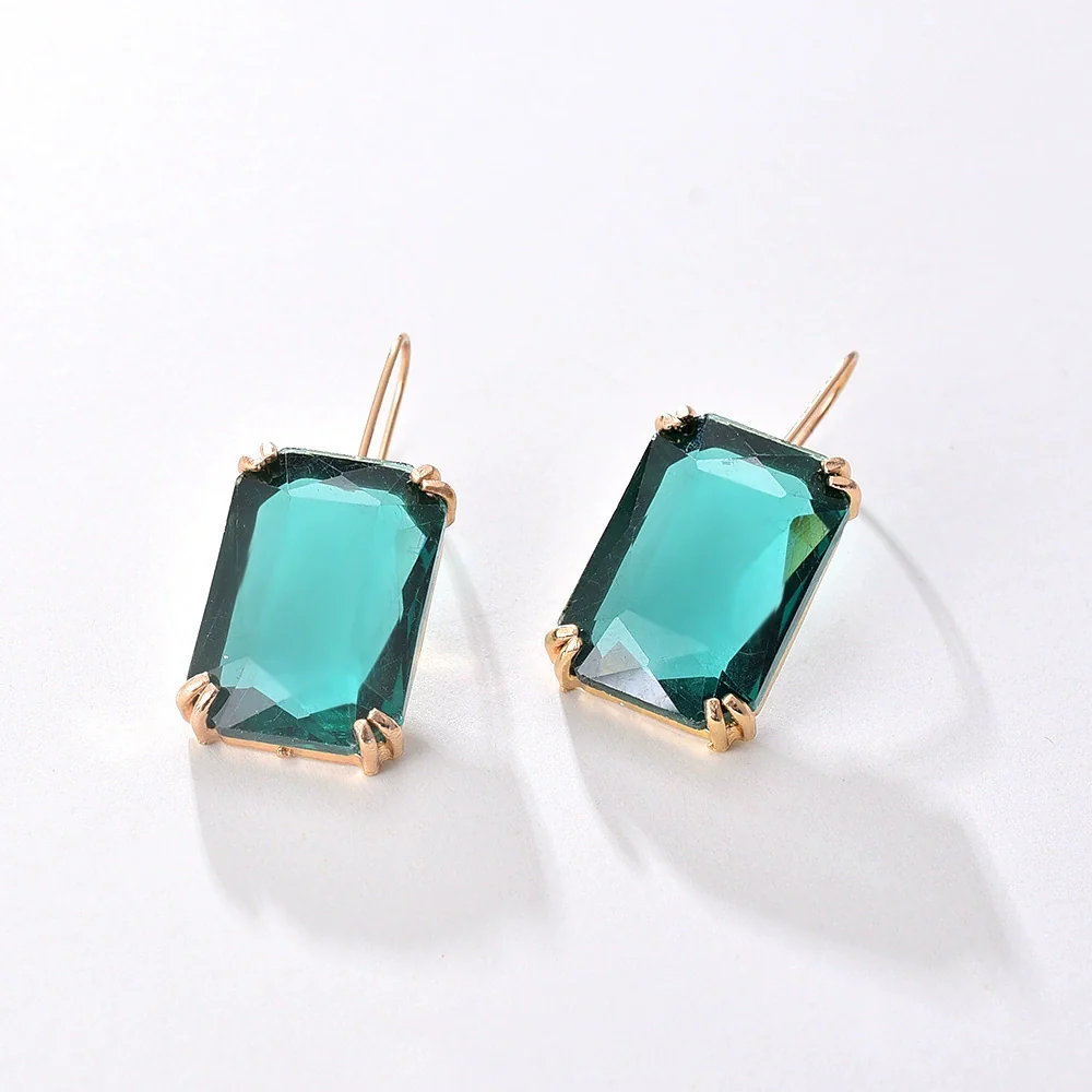 Jewelry Square Rhinestone Geometric Electroplating Fashion Earrings For Female - Image 4