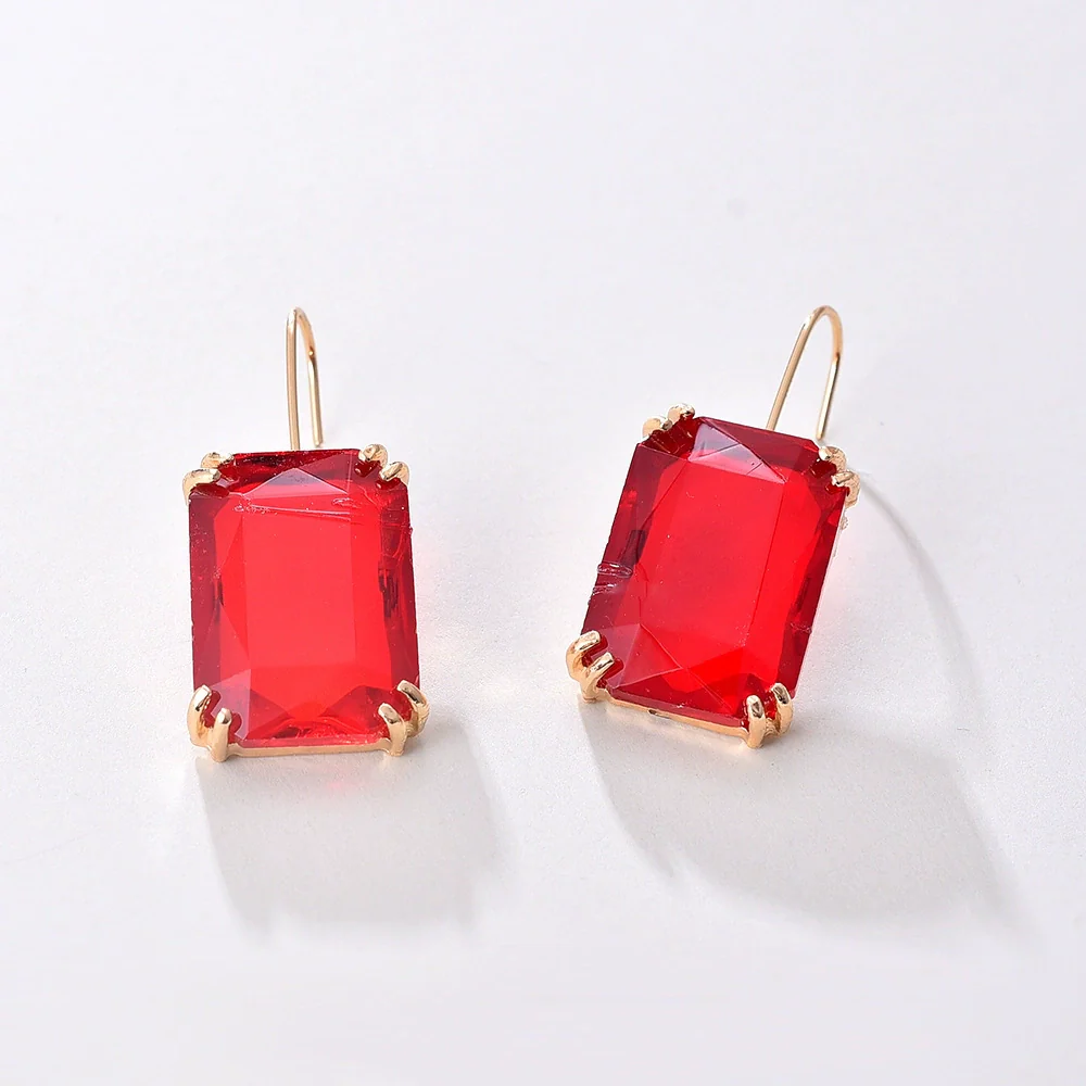 Jewelry Square Rhinestone Geometric Electroplating Fashion Earrings For Female - Image 6