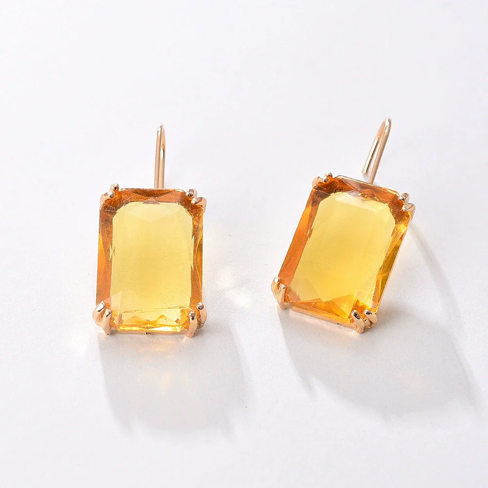 Jewelry Square Rhinestone Geometric Electroplating Fashion Earrings For Female - Image 7