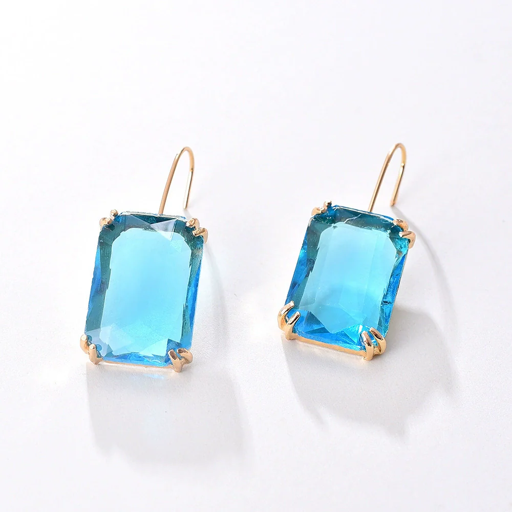 Jewelry Square Rhinestone Geometric Electroplating Fashion Earrings For Female - Image 9