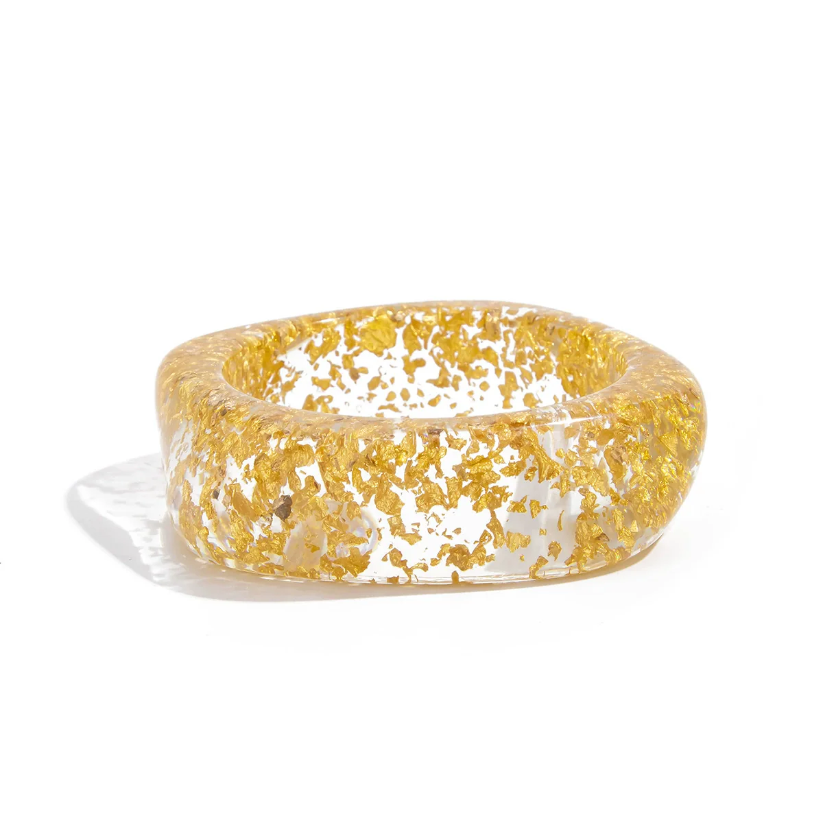 Jewelry Stacked Style Polygonal Transparent Resin Handmade Geometric Arc Open Bracelet For Women - Image 5