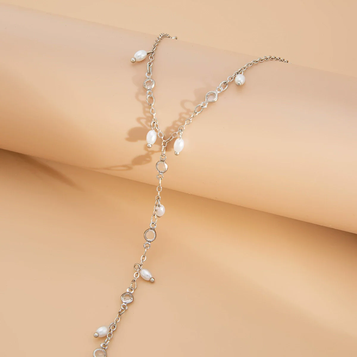 Jewelry Stacking Style Alloy Open Bracelet With Imitation Pearl Tassel Electroplated Geometric Design - Image 4