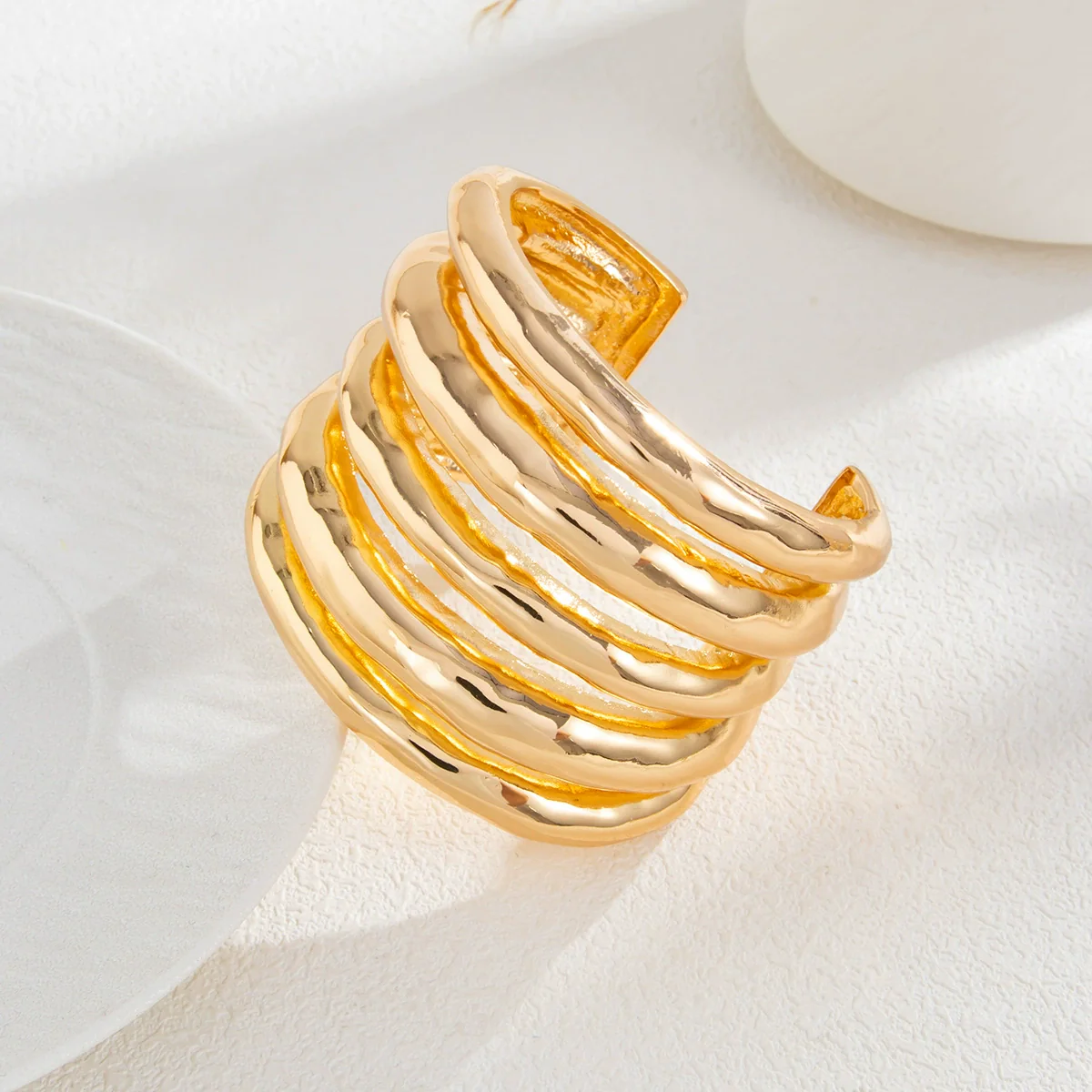 Jewelry Stacking Style Alloy Open Bracelet With Imitation Pearl Tassel Electroplated Geometric Design - Image 6