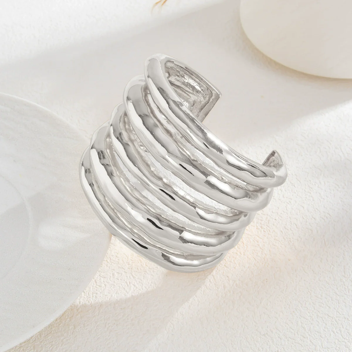 Jewelry Stacking Style Alloy Open Bracelet With Imitation Pearl Tassel Electroplated Geometric Design - Image 7