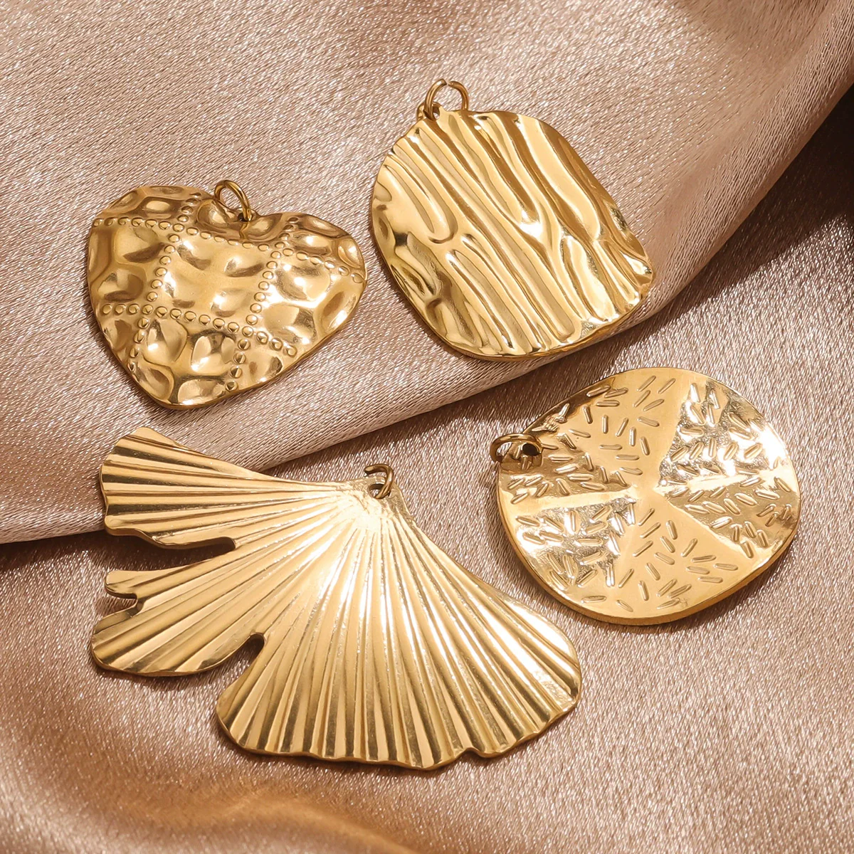 Jewelry Stainless Steel 18K Gold Plated Shellshaped Handmade Leaves Flower Pieces Bookmark Pendant - Image 3