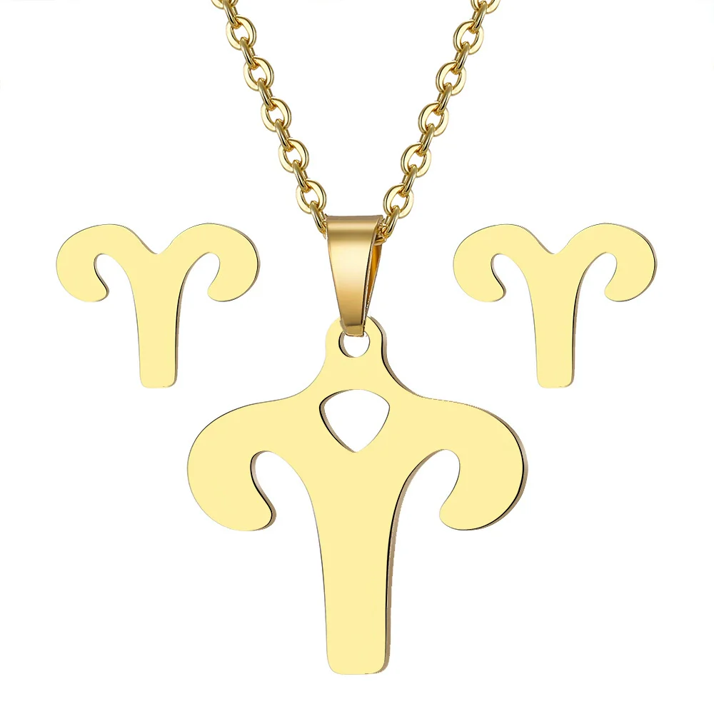 Jewelry Stainless Steel Alloy Constellation Zodiac Pendant Necklace For Women - Image 5
