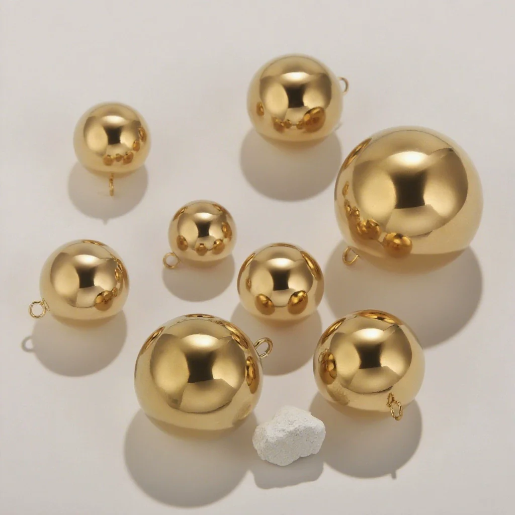 Jewelry Stainless Steel Ball Pendant Goldplated Polished Diy Accessories