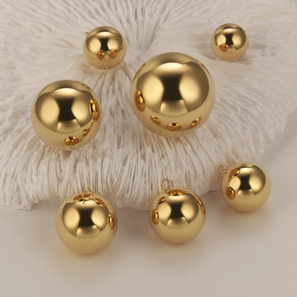 Jewelry Stainless Steel Ball Pendant Goldplated Polished Diy Accessories - Image 4