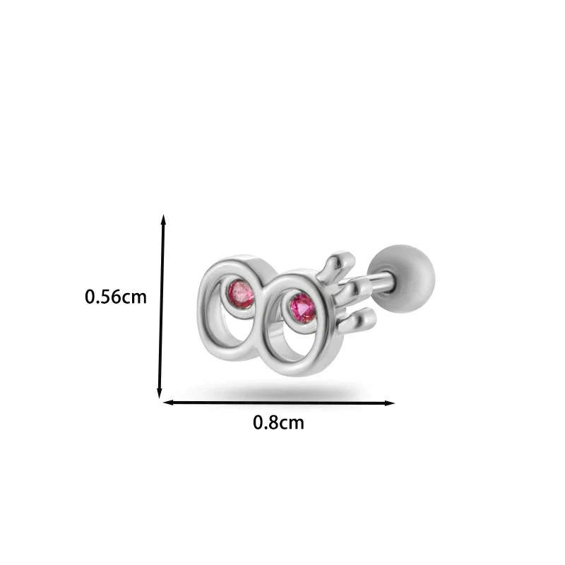 Jewelry Stainless Steel Copper Inlaid Zircon Heart Shaped Electroplated Women's Ear Bone Nail - Image 13