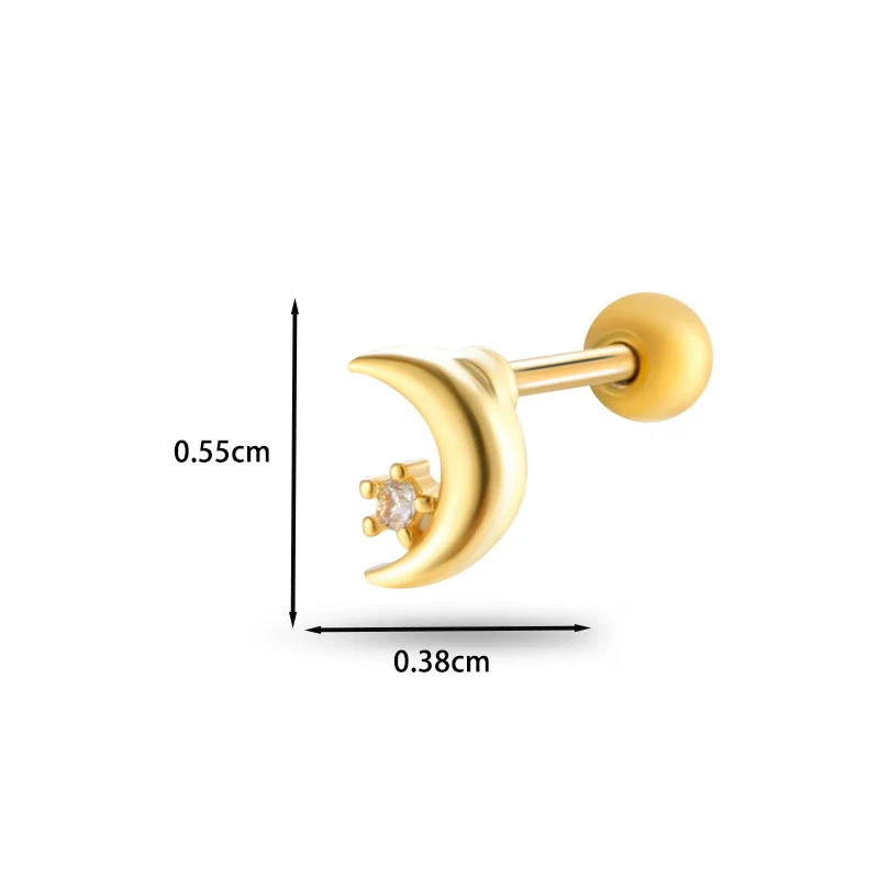 Jewelry Stainless Steel Copper Inlaid Zircon Heart Shaped Electroplated Women's Ear Bone Nail - Image 6