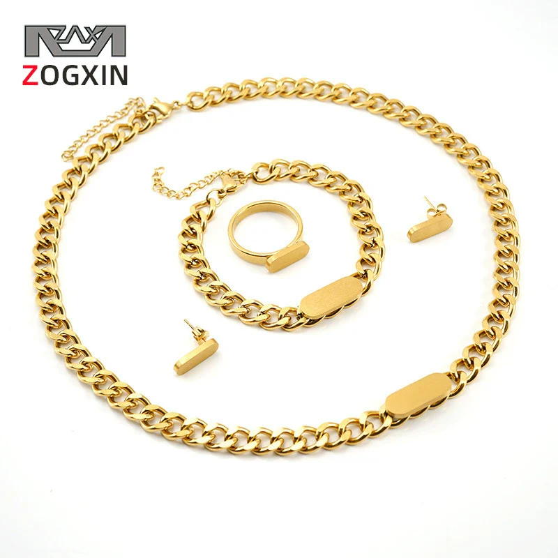 Jewelry 316L Stainless Steel Cuban Chain Oval Pattern Electroplating 316L Stainless Steel For Women And Unisex