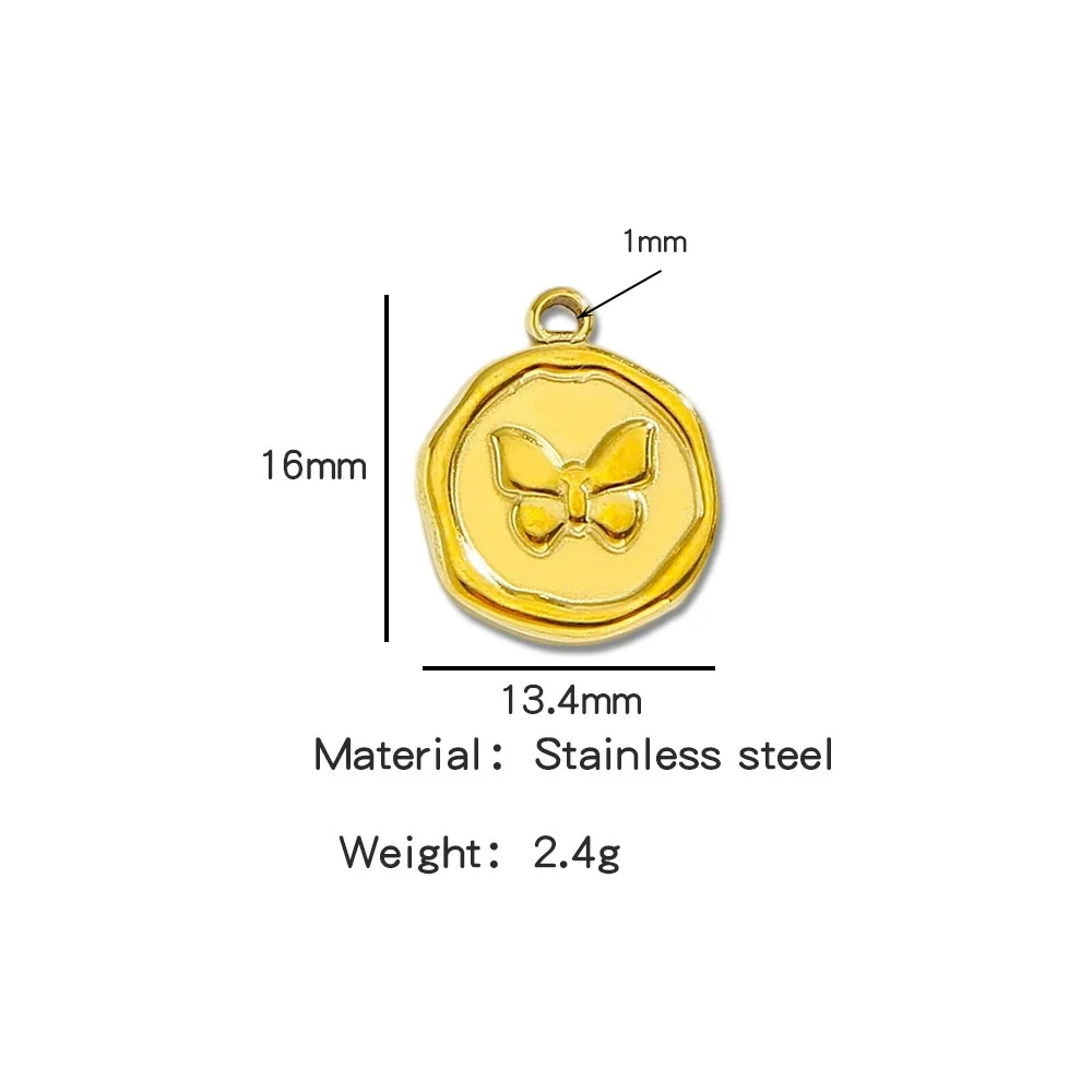 Jewelry Stainless Steel Fourleaf Clover Pendant Electroplating Accessories Including Heart Star Butterfly Cross Shapes - Image 15