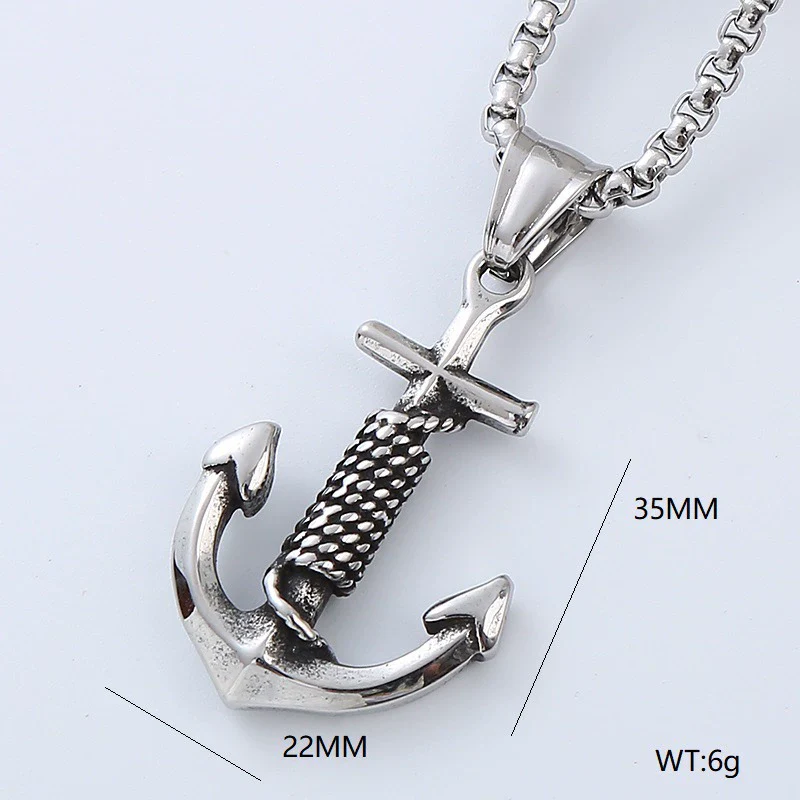 Jewelry Stainless Steel Geometric Anchor Skull Punk Hiphop Street Style Polishing Necklace - Image 17