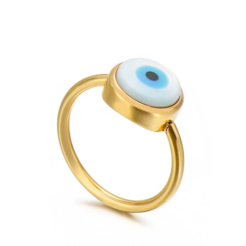 Jewelry Stainless Steel Geometric Blue Eyes Devil's Eye Angel Eyes Women's Ring - Image 5