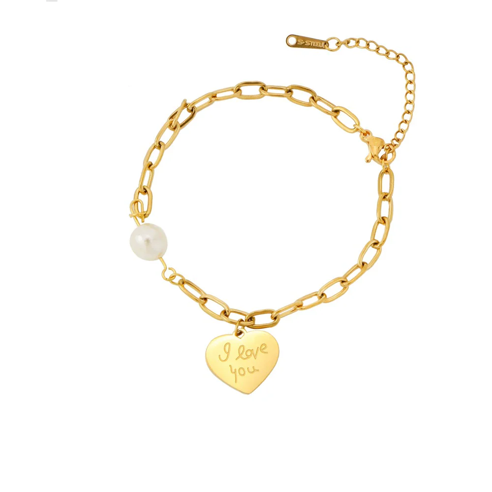 Jewelry Stainless Steel Geometric Peach Heart Electroplated Bracelet For Women And Unisex - Image 5