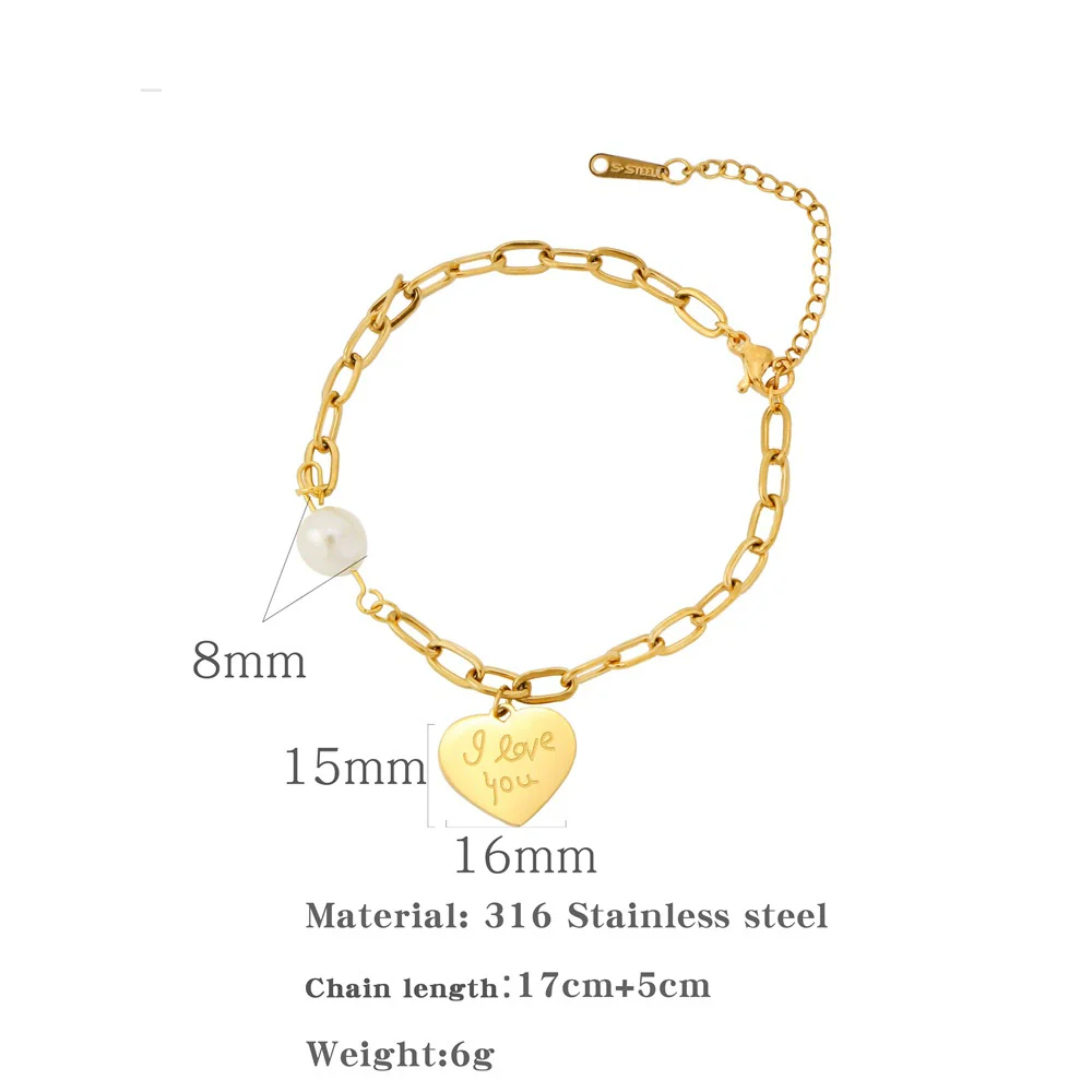 Jewelry Stainless Steel Geometric Peach Heart Electroplated Bracelet For Women And Unisex - Image 6