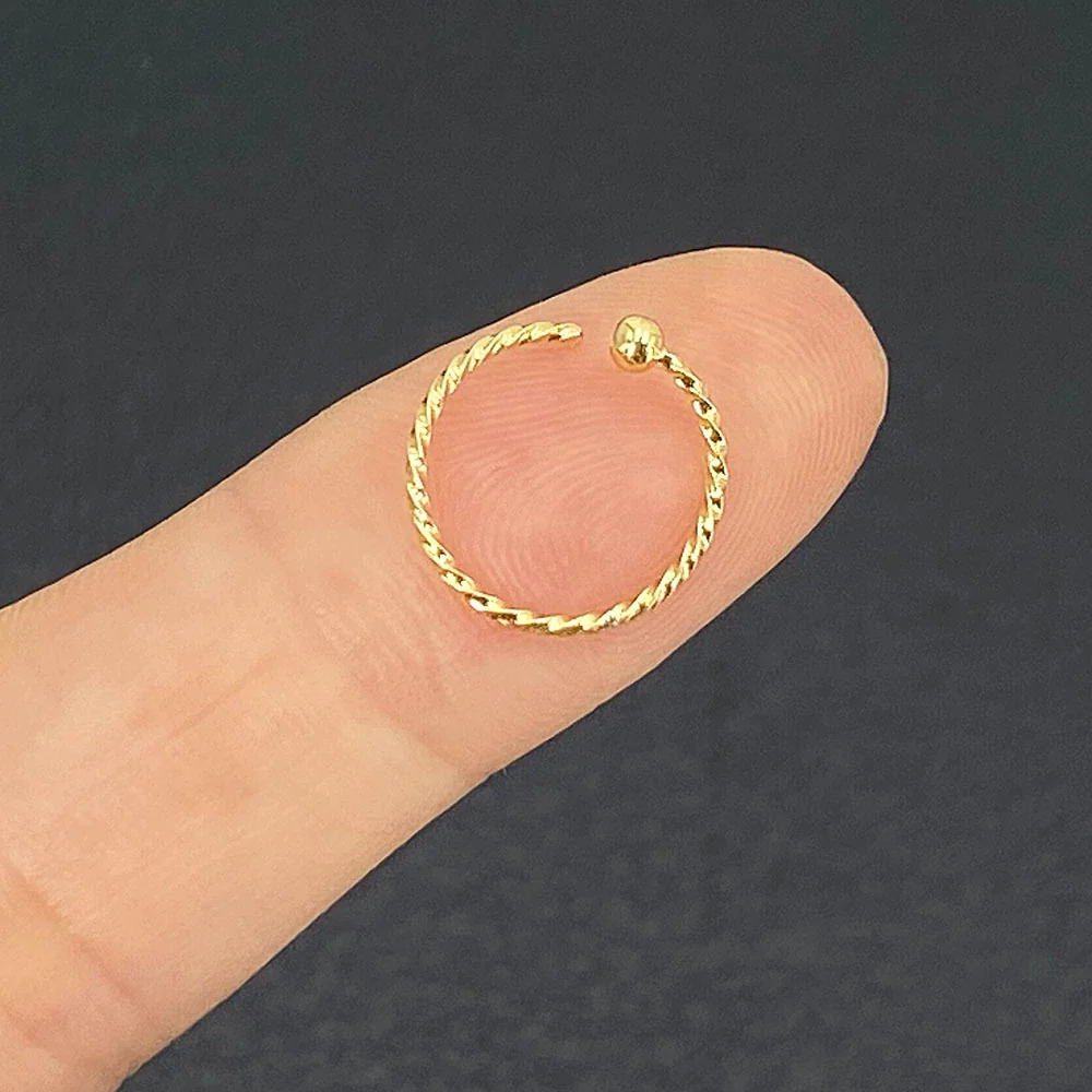 Jewelry Stainless Steel Geometric Threaded Ball Nose Ring Open Ear Ring Universal Hoop Earrings Piercing Electroplated Unisex - Image 4