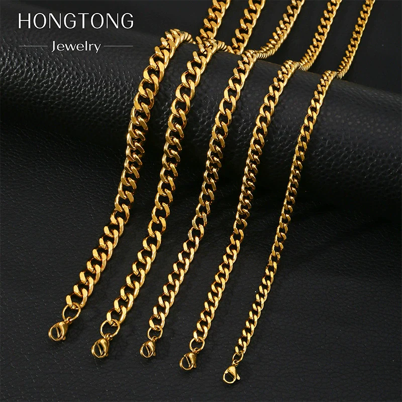 Jewelry Stainless Steel Geometric Wave Cuban Necklace With Electroplating Treatment Unisex