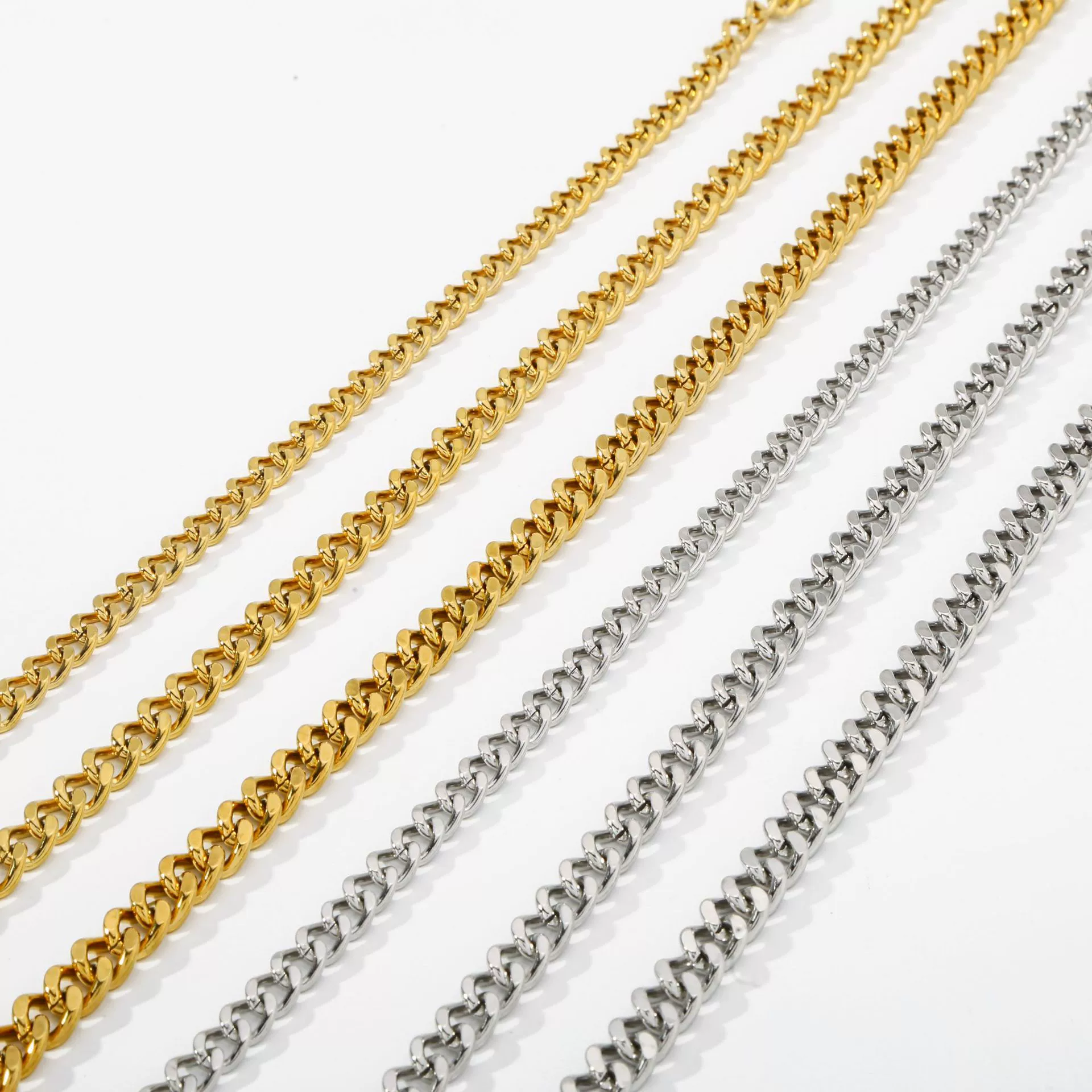 Jewelry Stainless Steel Geometric Wave Cuban Necklace With Electroplating Treatment Unisex - Image 5