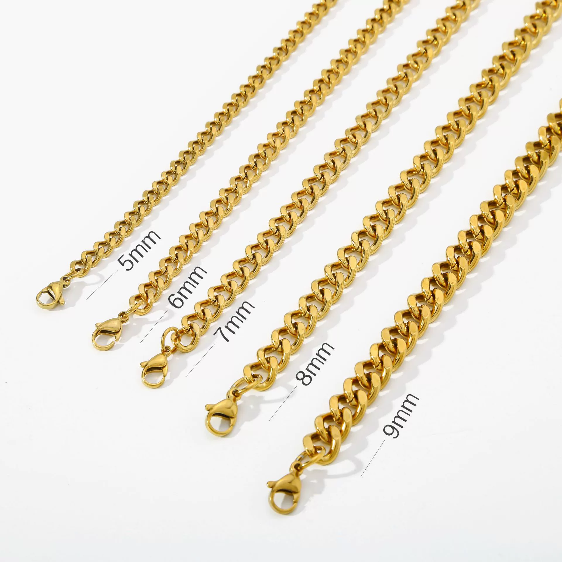 Jewelry Stainless Steel Geometric Wave Cuban Necklace With Electroplating Treatment Unisex - Image 6