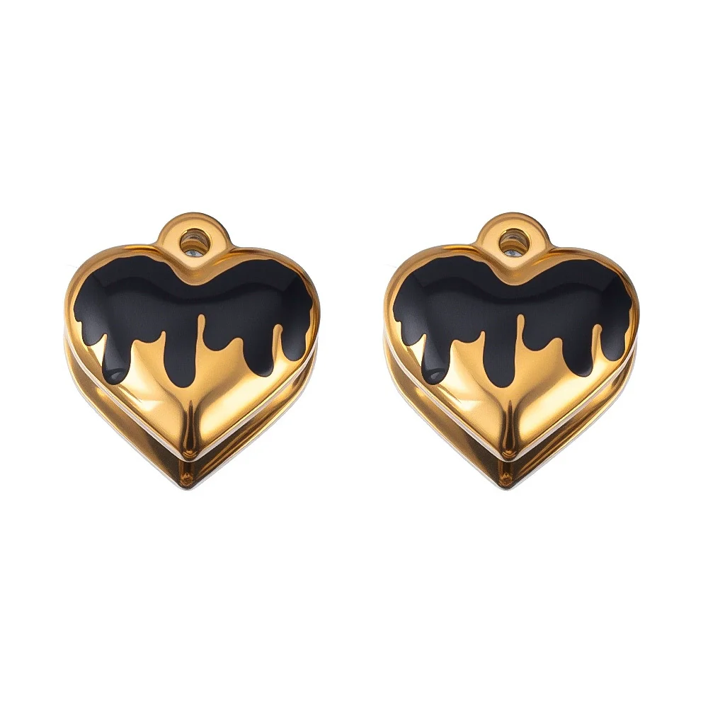 Jewelry Stainless Steel Heart Dripping Oil Pendant For Diy Necklace Earrings Handmade - Image 13