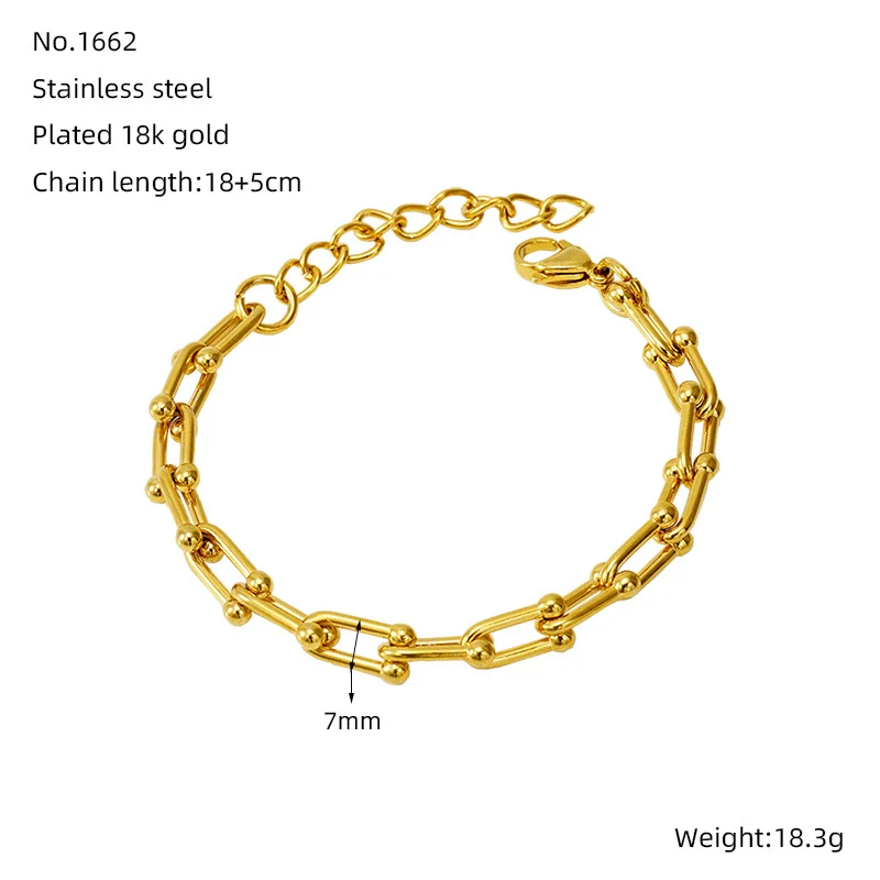 Jewelry 316L Stainless Steel Hiphop Bracelet Goldplated Geometric Design Unisex - Image 13