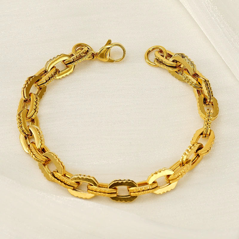 Jewelry 316L Stainless Steel Hiphop Bracelet Goldplated Geometric Design Unisex - Image 3