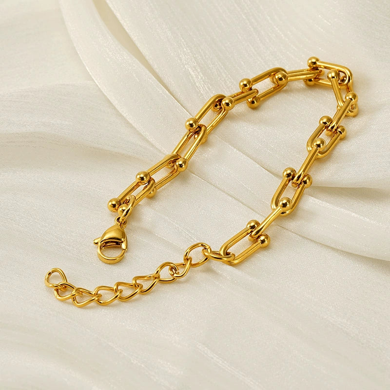 Jewelry 316L Stainless Steel Hiphop Bracelet Goldplated Geometric Design Unisex - Image 4