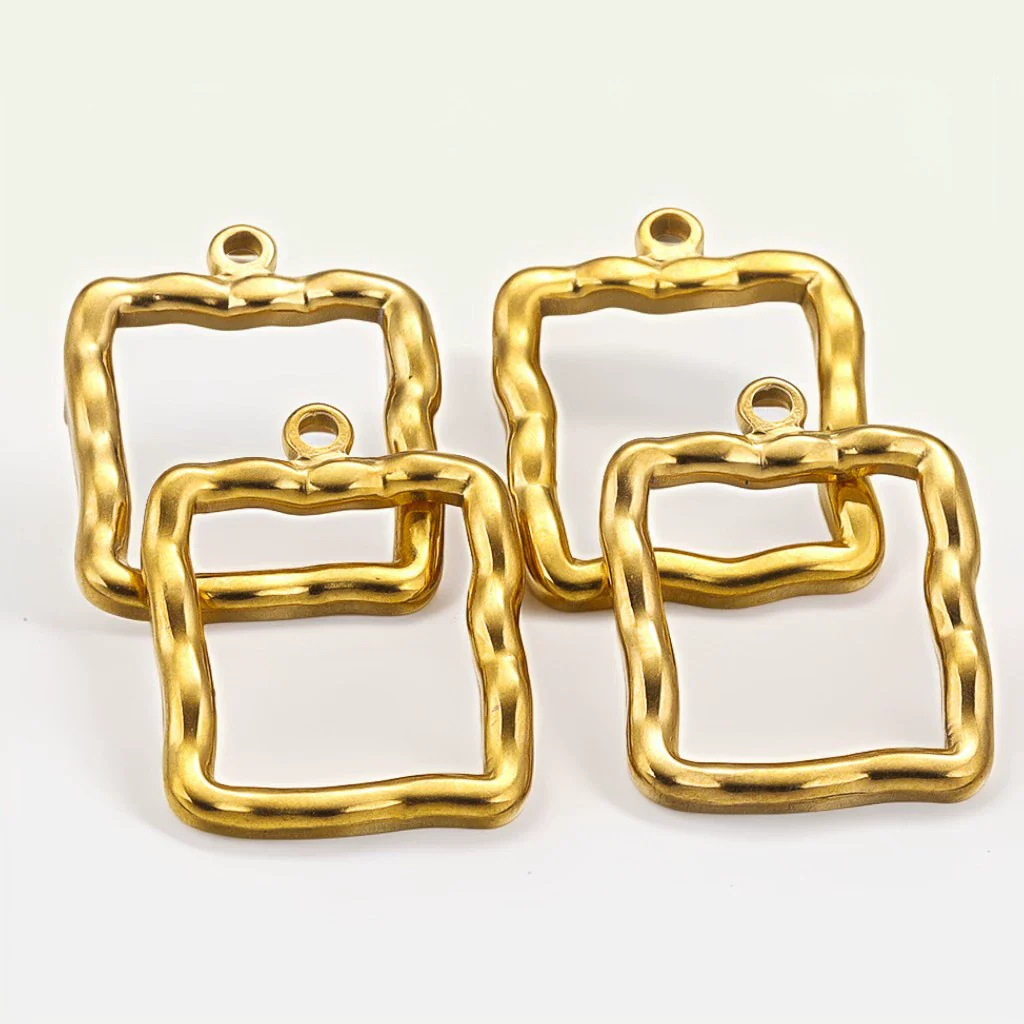 Jewelry Stainless Steel Hydraulic Hollow Square Pendant Hiphop Punk Style Necklace Electroplated