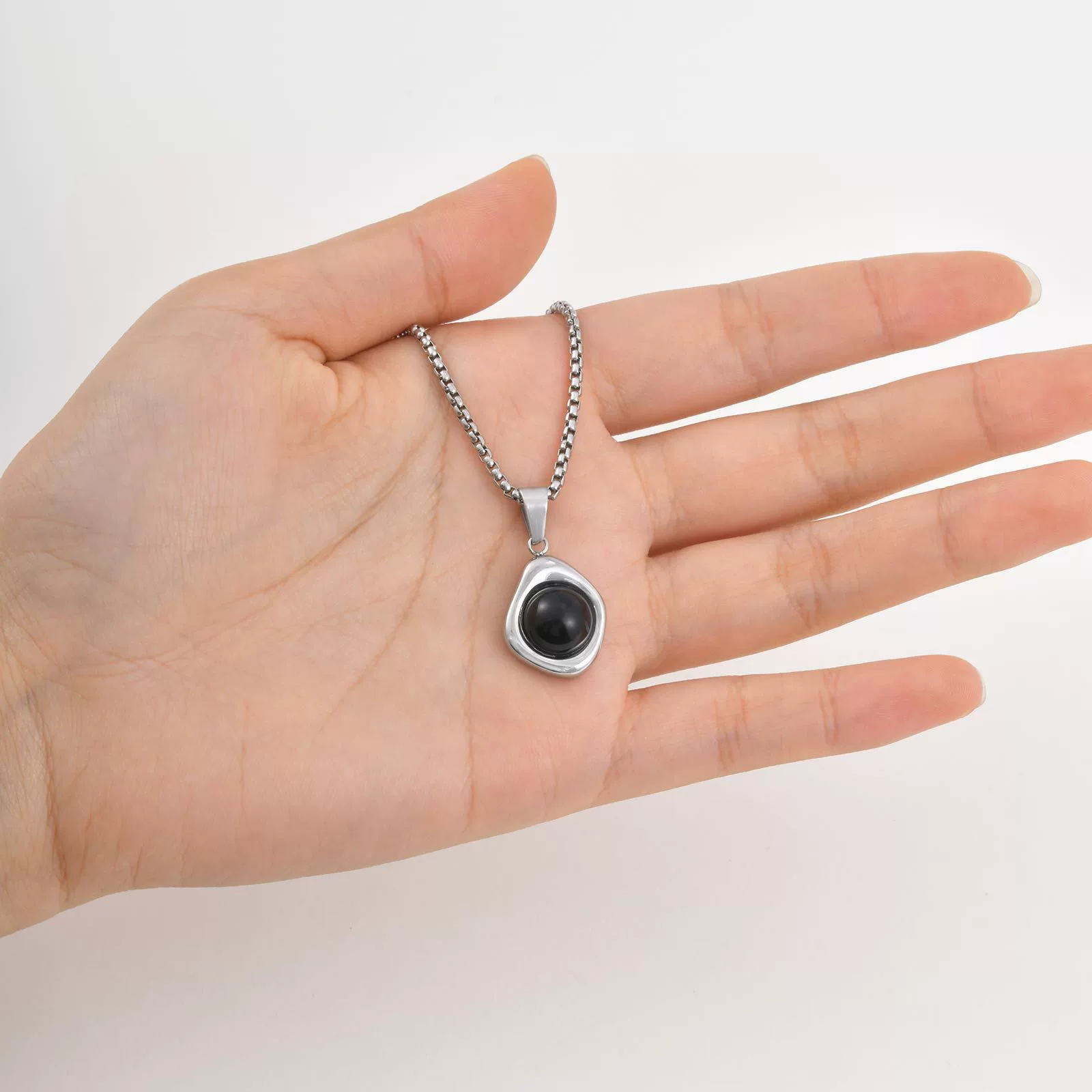 Jewelry Stainless Steel Natural Tiger Eye Stone Agate Stone Geometric Pendant Necklace - Image 7