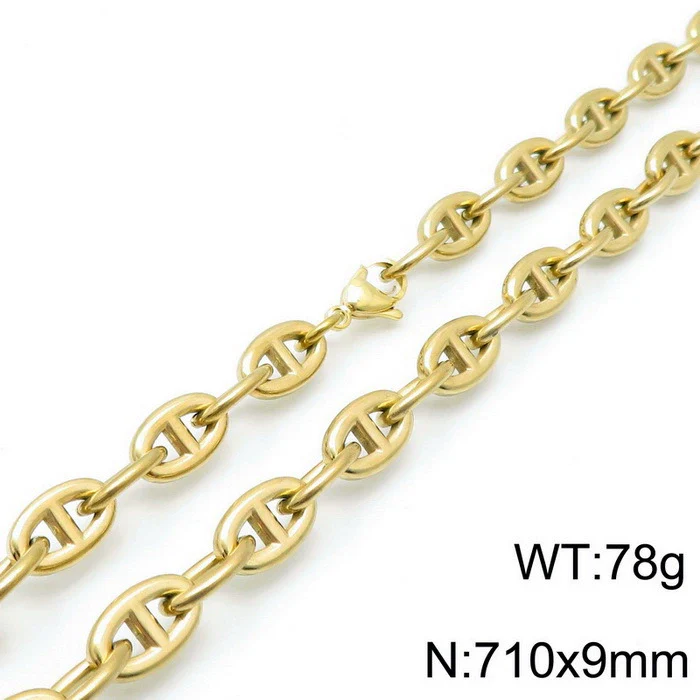 Jewelry Stainless Steel Oval Ring Open Buckle Pig Nose Sweater Chain Necklace Bracelet Light Luxury Style - Image 14