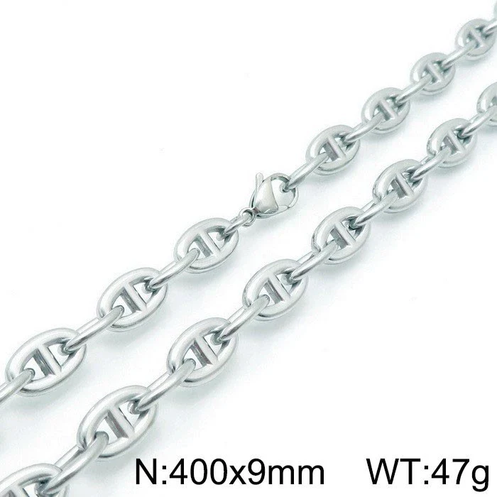 Jewelry Stainless Steel Oval Ring Open Buckle Pig Nose Sweater Chain Necklace Bracelet Light Luxury Style - Image 16