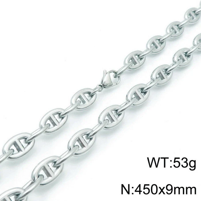 Jewelry Stainless Steel Oval Ring Open Buckle Pig Nose Sweater Chain Necklace Bracelet Light Luxury Style - Image 17