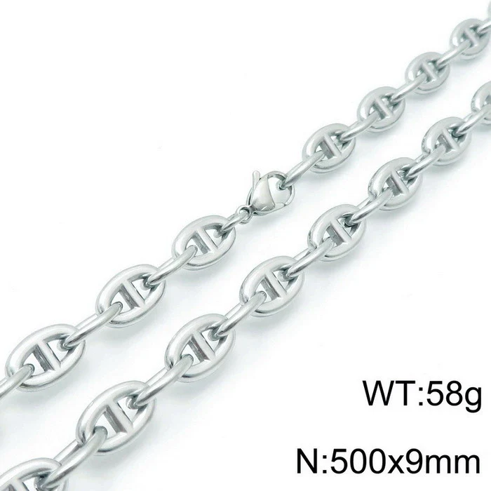 Jewelry Stainless Steel Oval Ring Open Buckle Pig Nose Sweater Chain Necklace Bracelet Light Luxury Style - Image 18