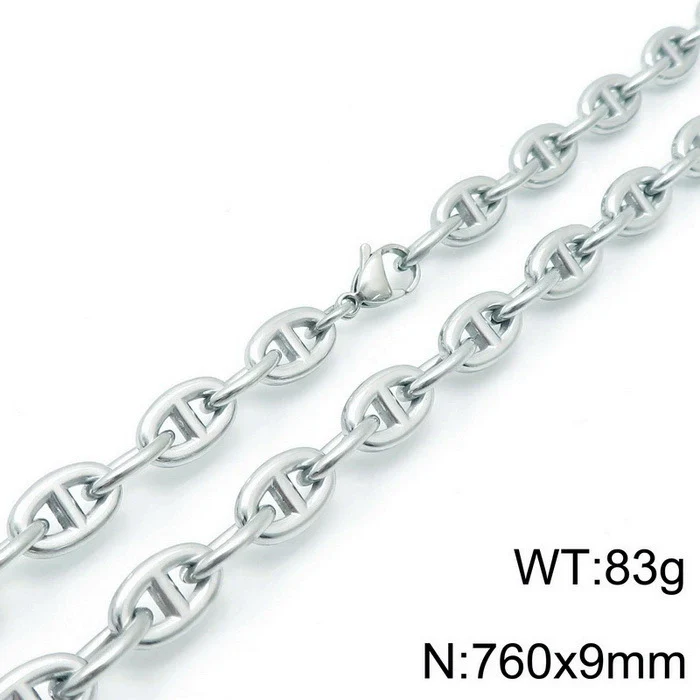 Jewelry Stainless Steel Oval Ring Open Buckle Pig Nose Sweater Chain Necklace Bracelet Light Luxury Style - Image 23
