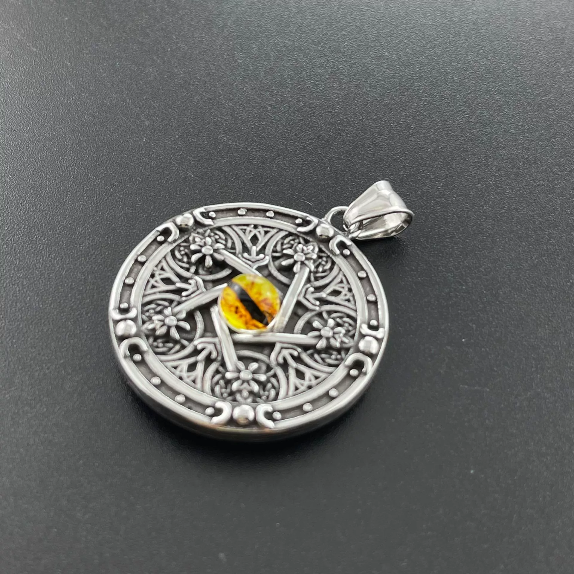 Jewelry Stainless Steel Punk Magic Eye Faucet Hip Hop Fivepointed Star Doll Polishing Pendant - Image 3