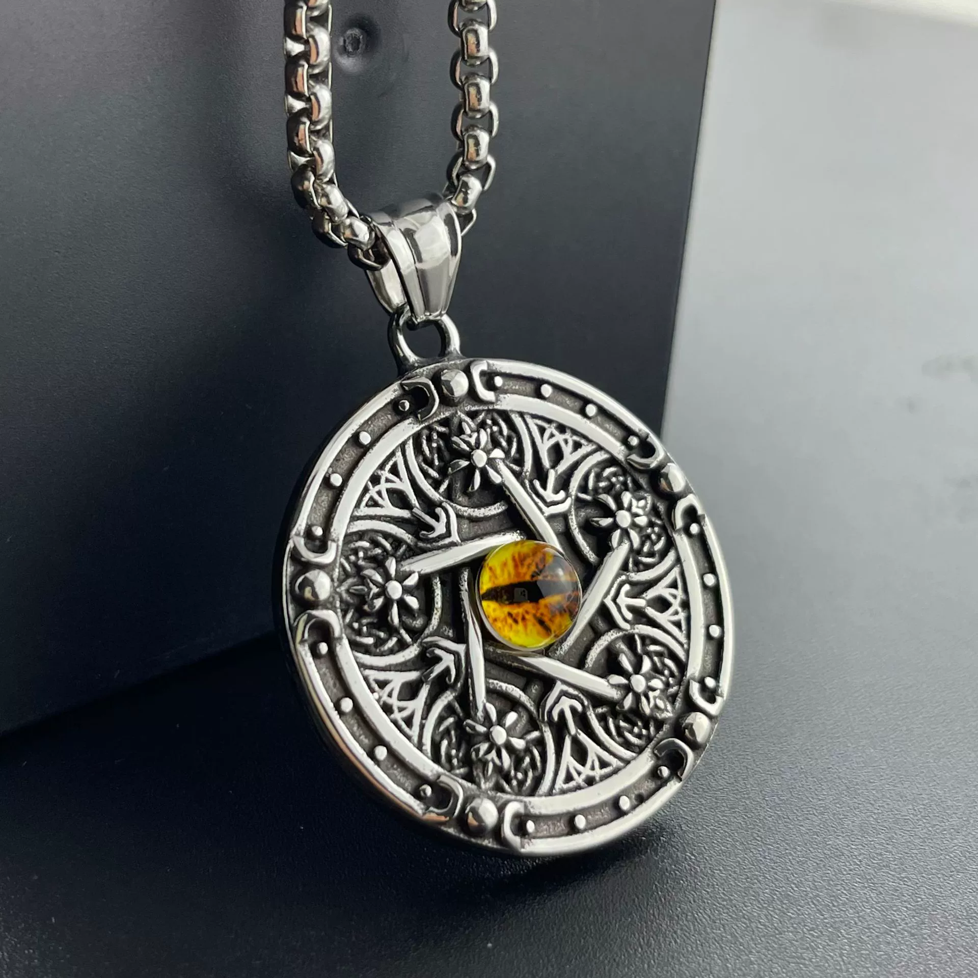 Jewelry Stainless Steel Punk Magic Eye Faucet Hip Hop Fivepointed Star Doll Polishing Pendant - Image 4