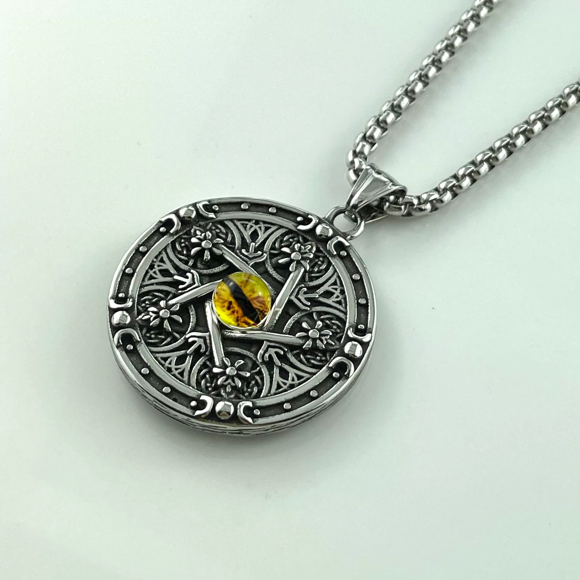 Jewelry Stainless Steel Punk Magic Eye Faucet Hip Hop Fivepointed Star Doll Polishing Pendant - Image 5