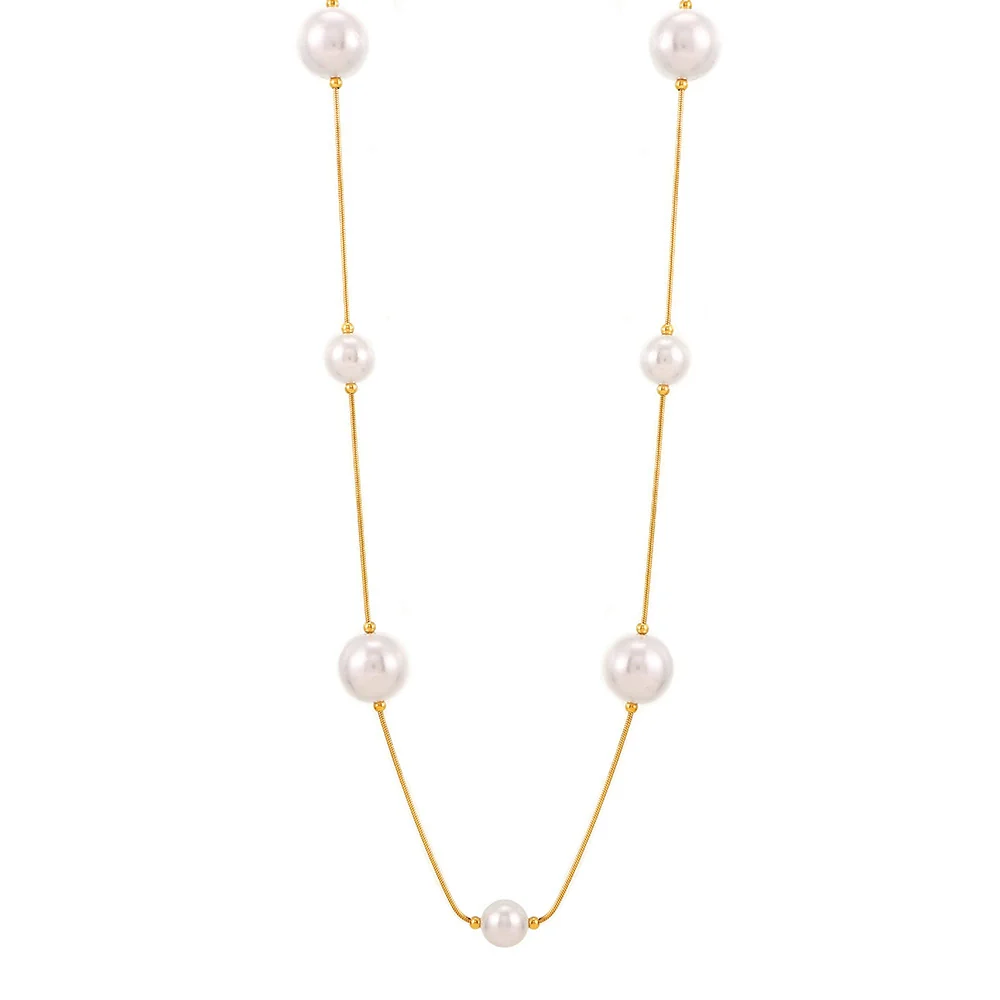 Jewelry Stainless Steel Shell Beads Light Luxury Geometric Pvd Electroplated Sweater Chain For Women - Image 5