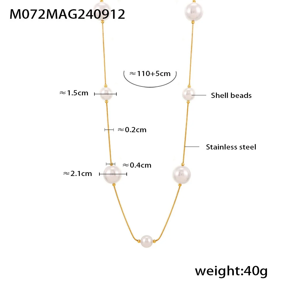 Jewelry Stainless Steel Shell Beads Light Luxury Geometric Pvd Electroplated Sweater Chain For Women - Image 7