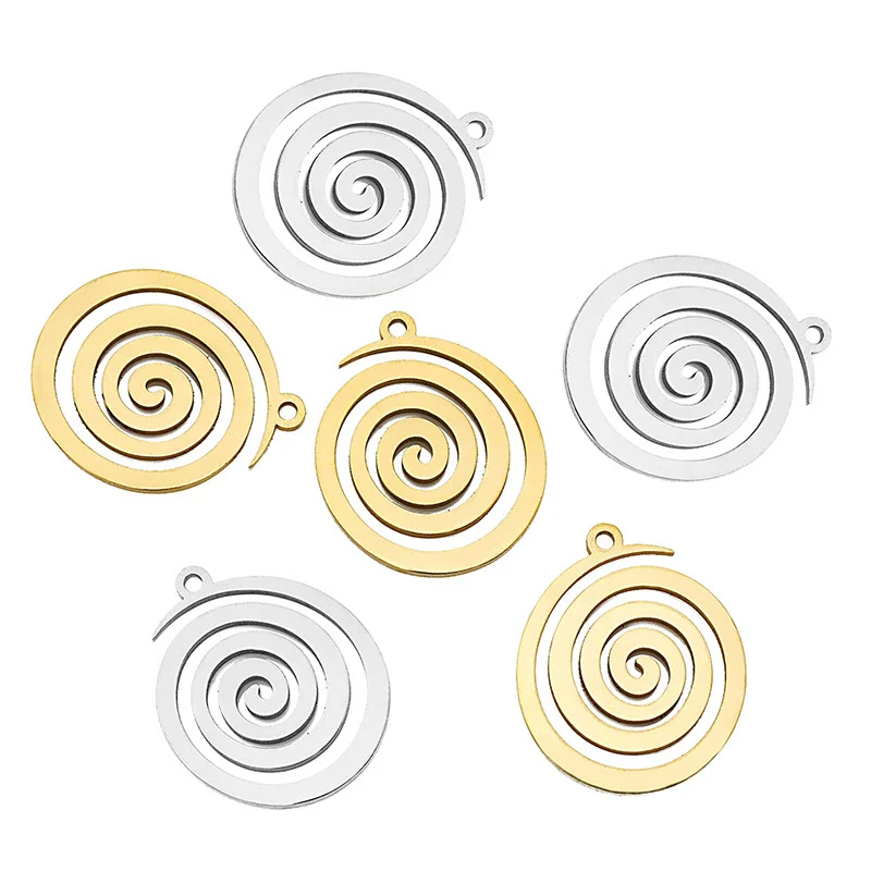 Jewelry Stainless Steel Spiral Pattern Pendant Electroplated Accessories - Image 3
