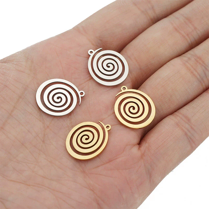 Jewelry Stainless Steel Spiral Pattern Pendant Electroplated Accessories - Image 4
