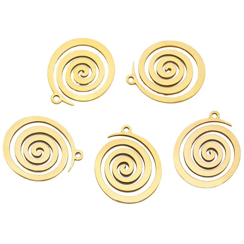 Jewelry Stainless Steel Spiral Pattern Pendant Electroplated Accessories - Image 5