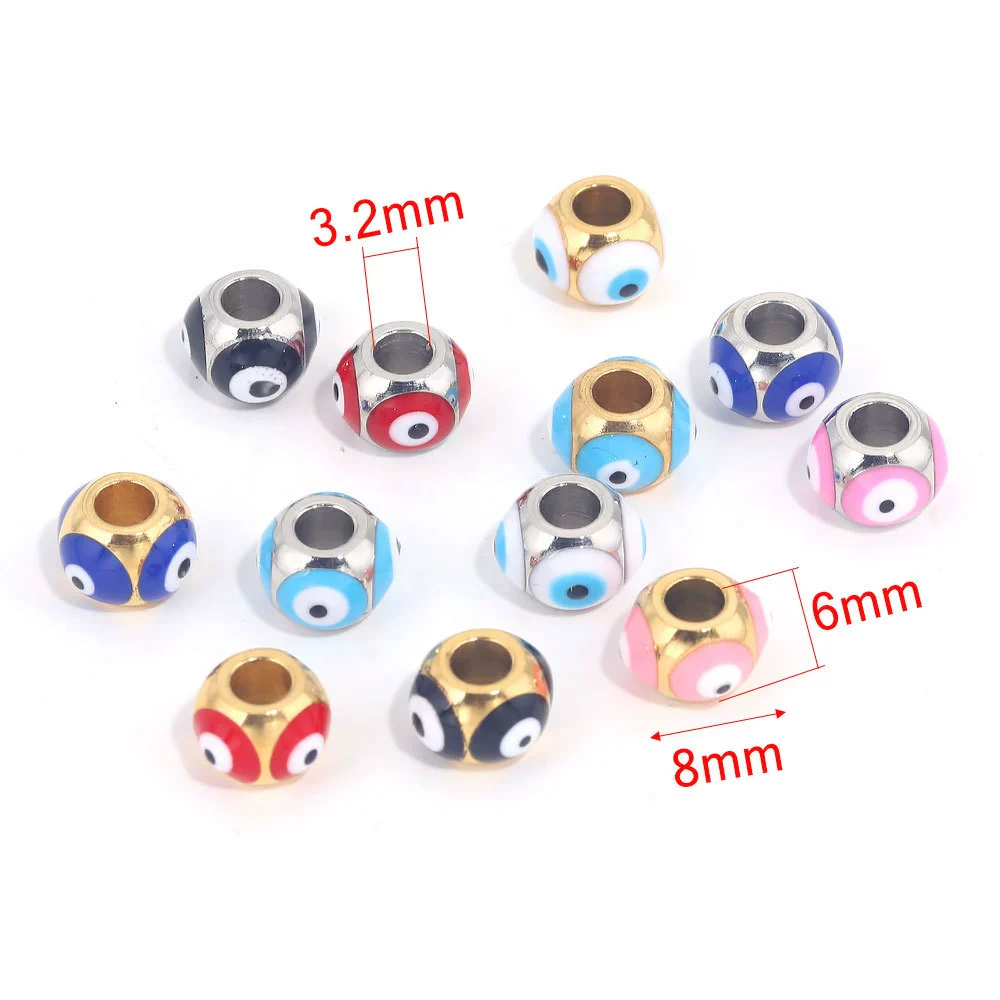 Jewelry Stainless Steel Square Beads Doublesided Enamel Oil Drops Eye Beads With 18K Gold Vacuum Plating And Eight Eyes Pattern - Image 4