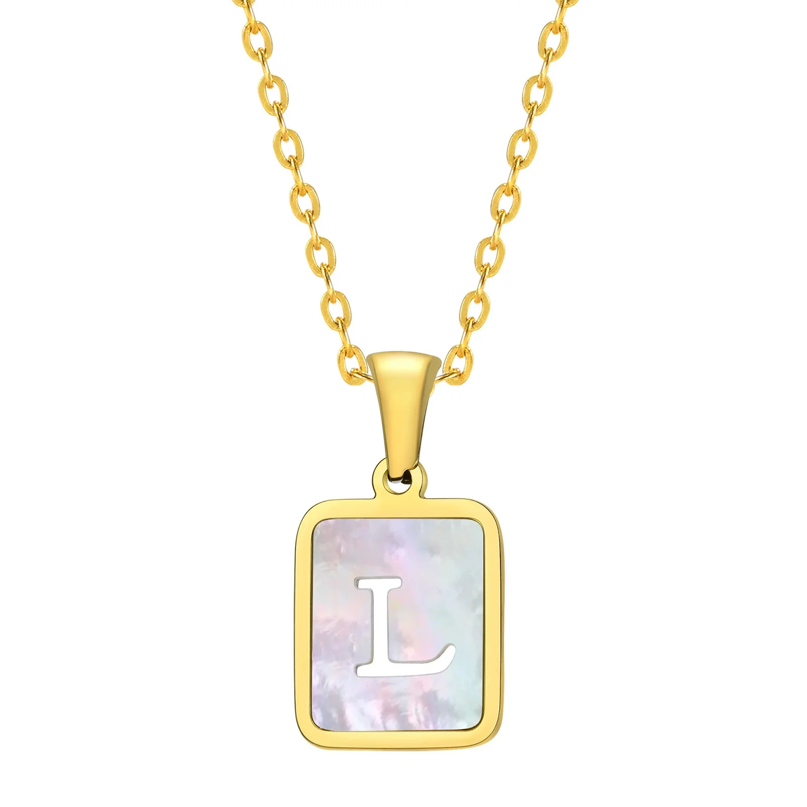 Jewelry Stainless Steel Square Pendant Necklace Minimalist Style Electroplating - Image 17