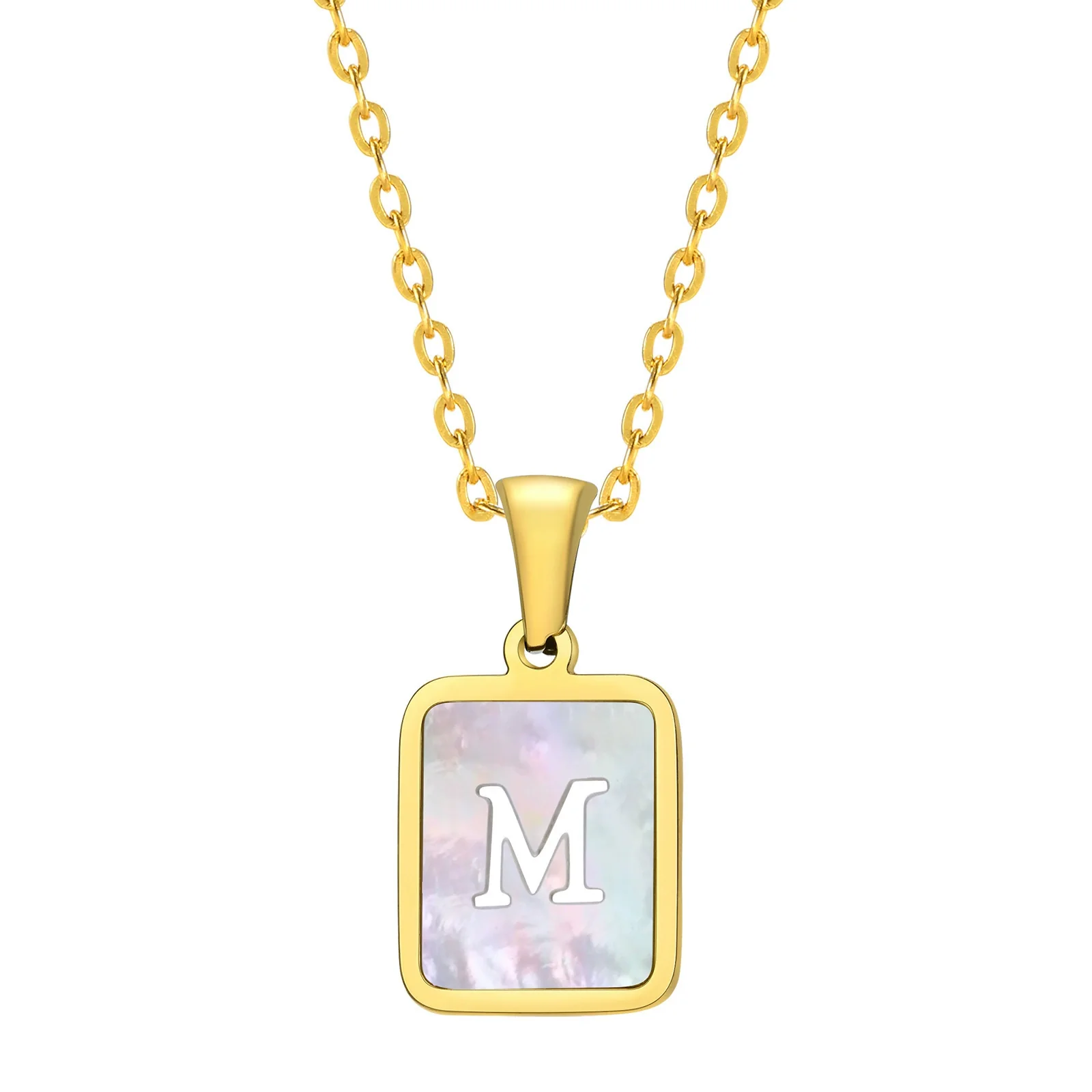 Jewelry Stainless Steel Square Pendant Necklace Minimalist Style Electroplating - Image 18