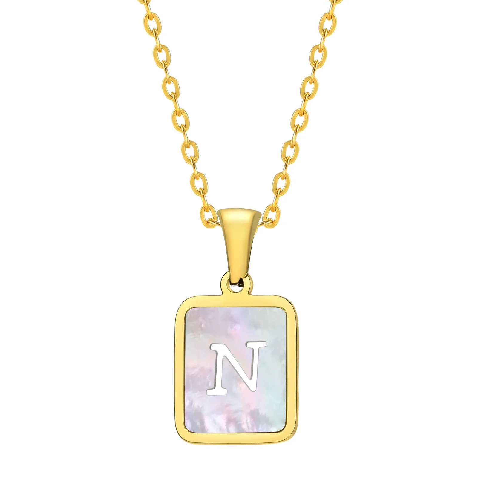 Jewelry Stainless Steel Square Pendant Necklace Minimalist Style Electroplating - Image 19