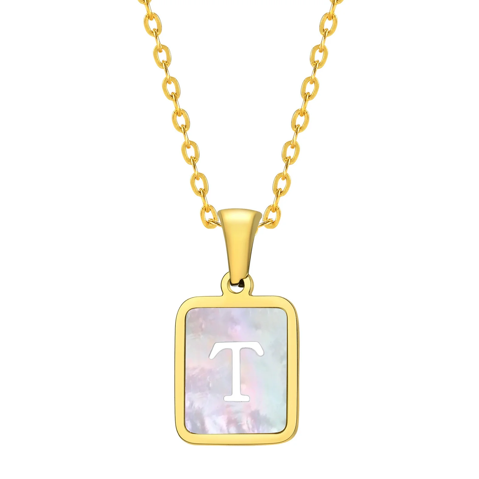 Jewelry Stainless Steel Square Pendant Necklace Minimalist Style Electroplating - Image 25