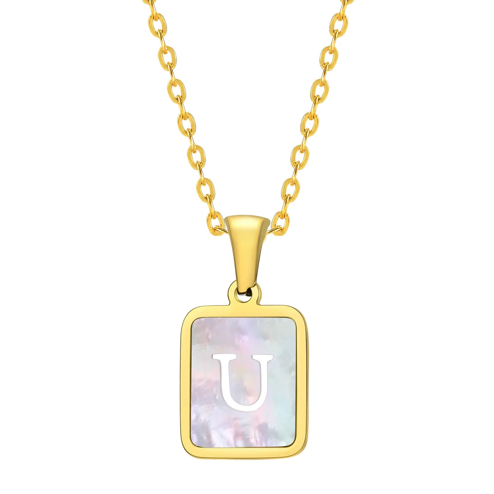 Jewelry Stainless Steel Square Pendant Necklace Minimalist Style Electroplating - Image 26