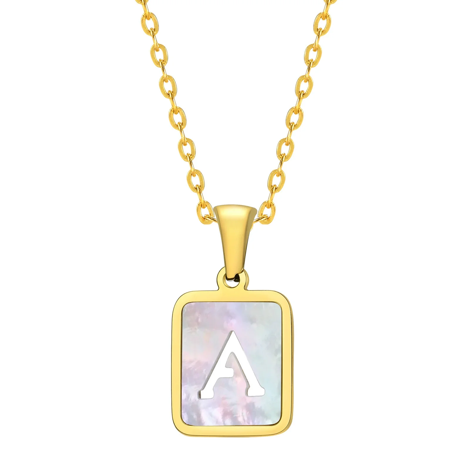 Jewelry Stainless Steel Square Pendant Necklace Minimalist Style Electroplating - Image 5